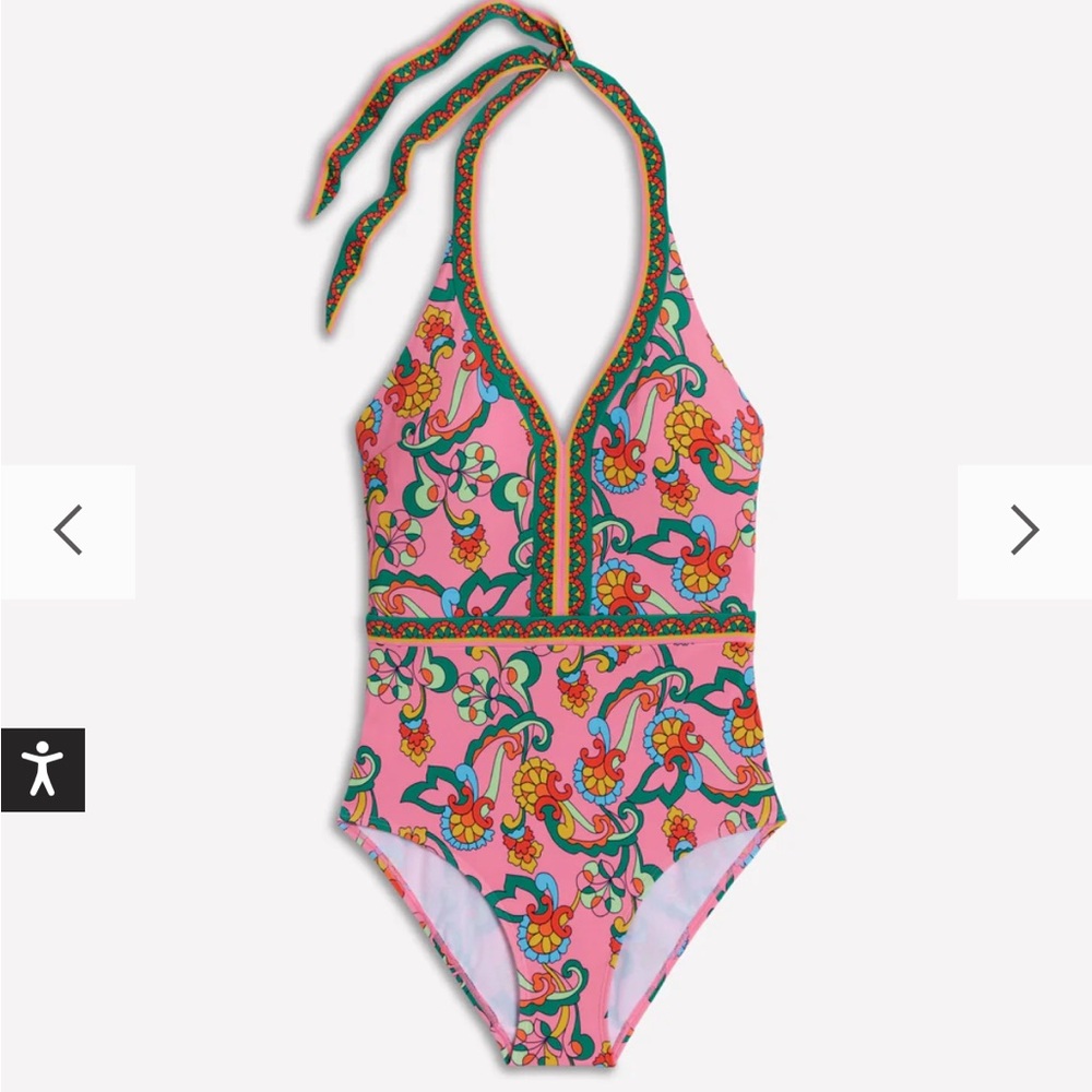 Boden Ios V Panel Swimsuit Pink Rose, Foliage Trail 4